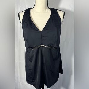 Plus Size Black Halter Top Tankini Top Swimsuit, Sz 1X
